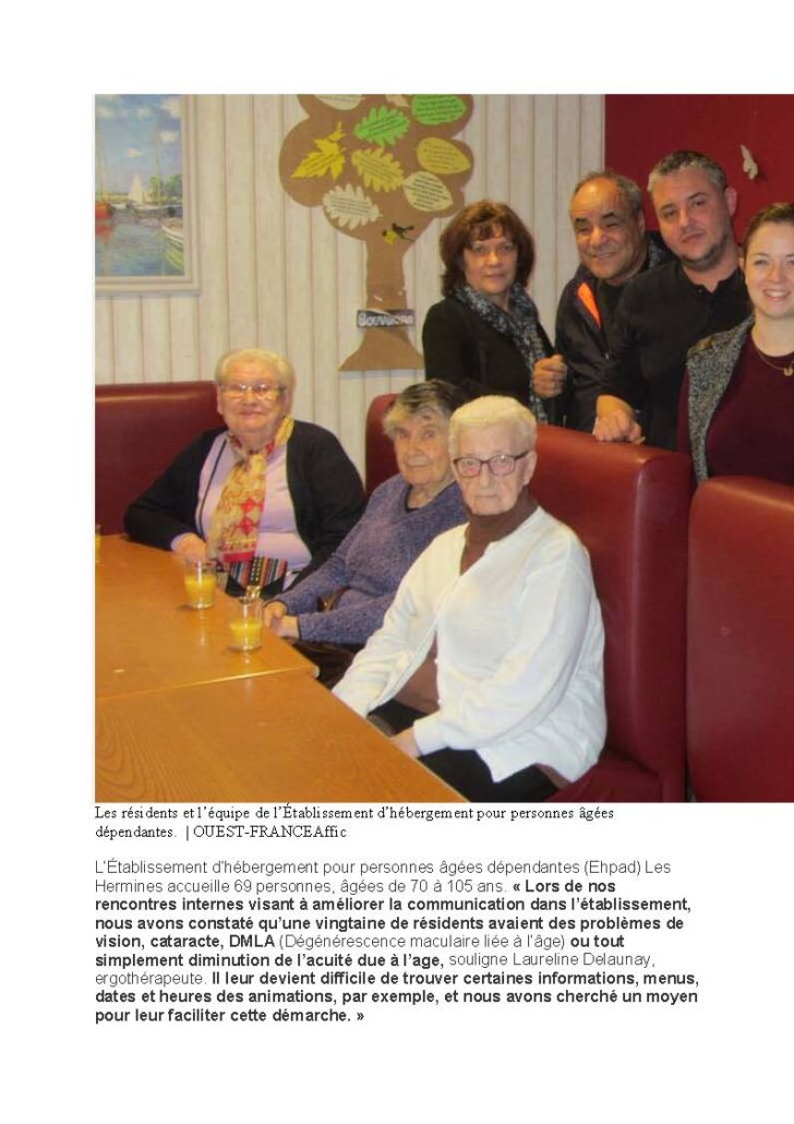 Deuxième page de l'article du Ouest-France intitulé :Lanester ce projet a pour but de mieux communiquer avec les déficients visuels.