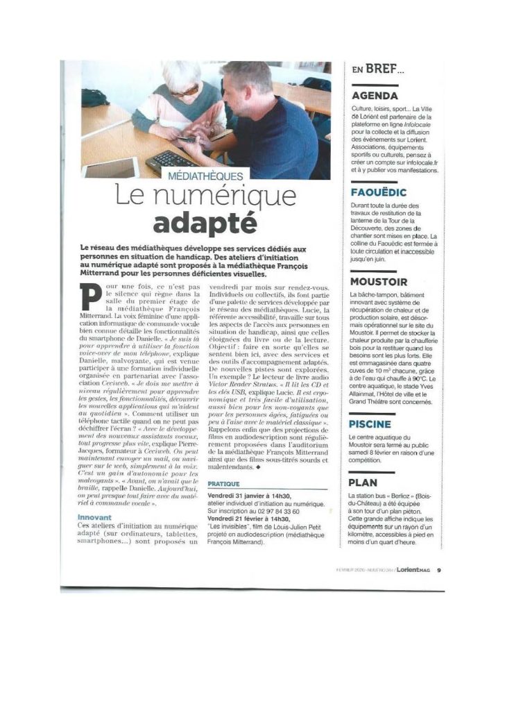 Article de Lorient Mag, intitulé : Le numérique adapté.